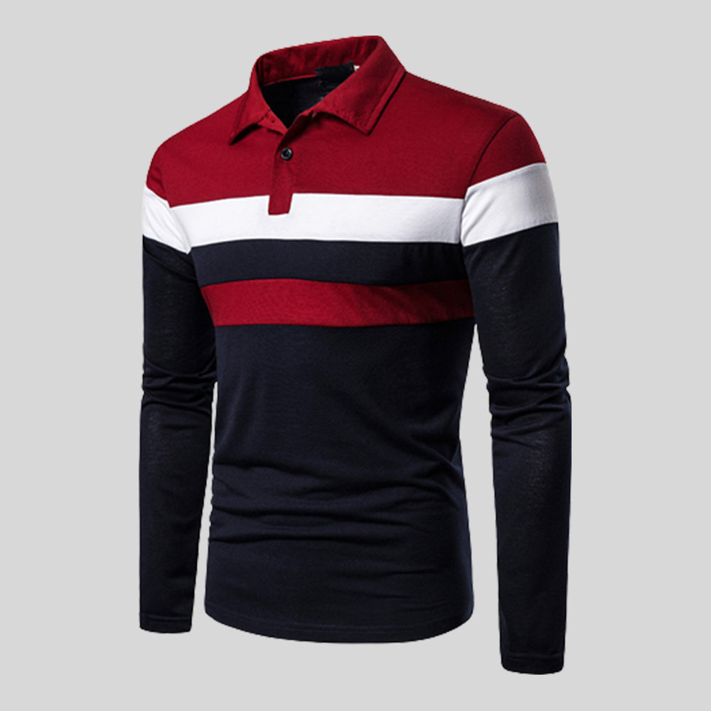 Hibote Klassisches Casual-Poloshirt im Farbblockdesign für Herren