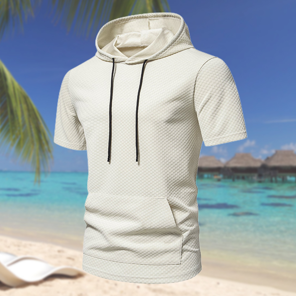 Hibote Kurzärmliges Herren-T-Shirt mit Waffelmuster und Kapuze
