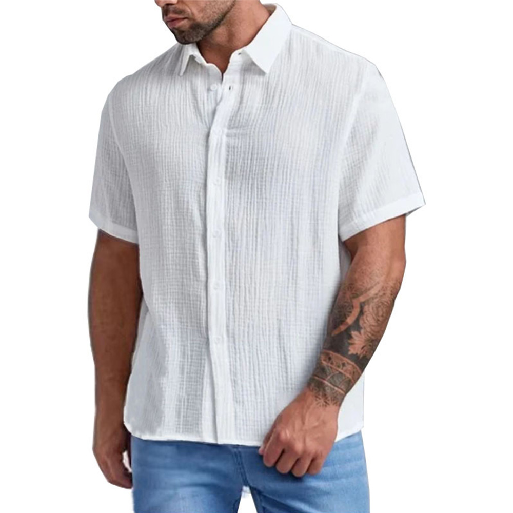Hibote™ Herrenmode Plus Size Bark Wrinkle Slim Fit Shirt Top