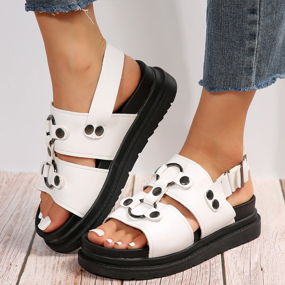 Silberfleck Lässige, offene Zehensandalen für Damen mit dicker Sohle