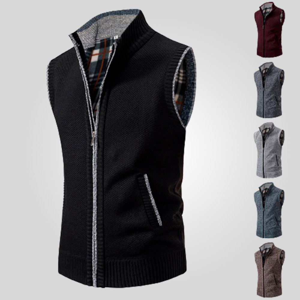 Autumn and winter men's knitted vest stand collar sleeveless sweater