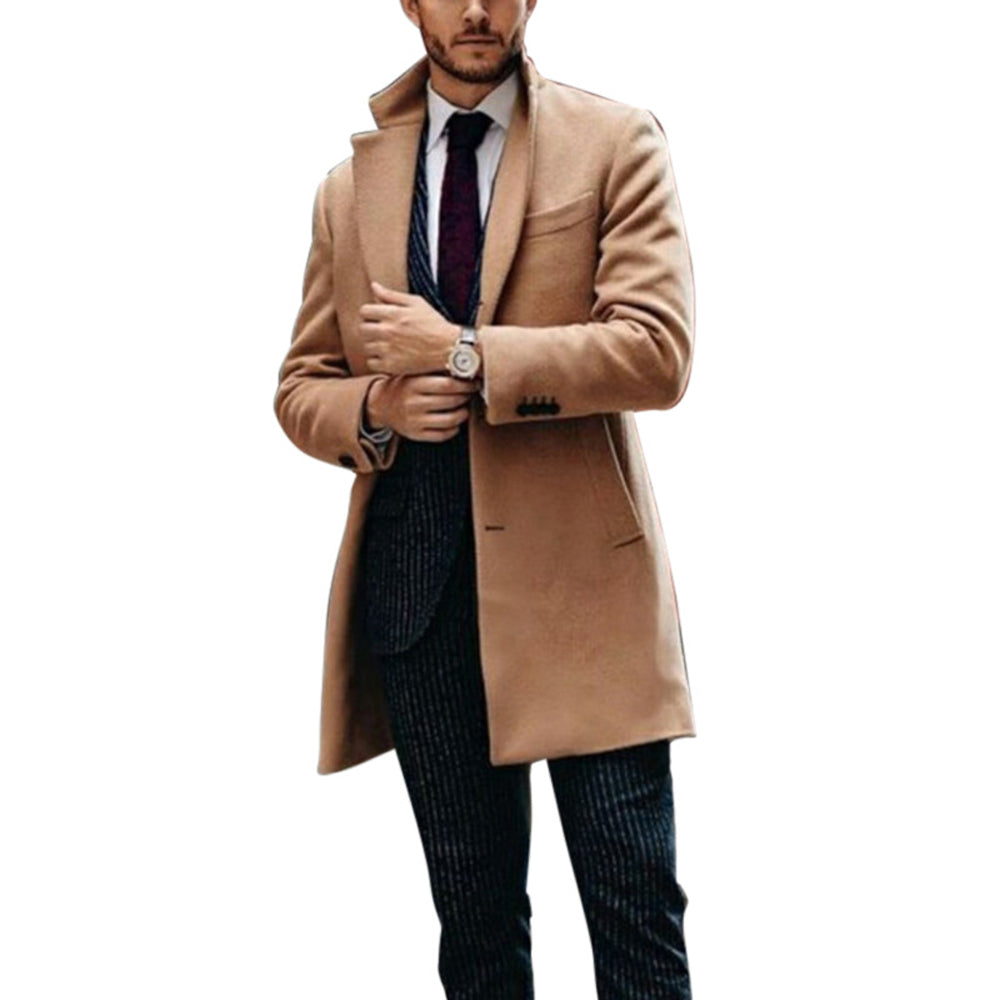 Hibote Herren-Trenchcoat, schmaler, einreihiger Thermomantel