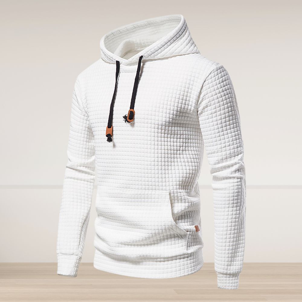 Hibote Einfarbiger Kapuzenpullover mit Waffelmuster für Herren