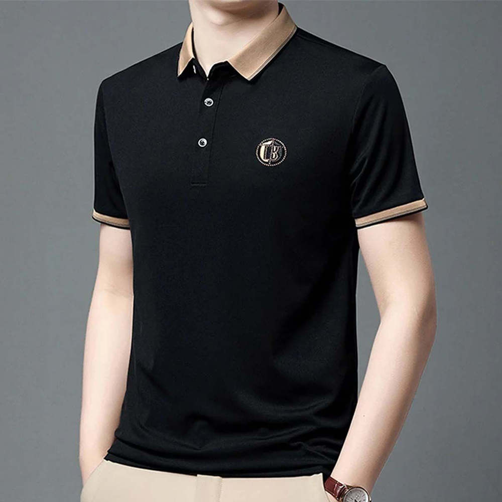 Hibote Sommer-Poloshirt für Herren, bequem, atmungsaktiv, Business-Stil, kurze Ärmel
