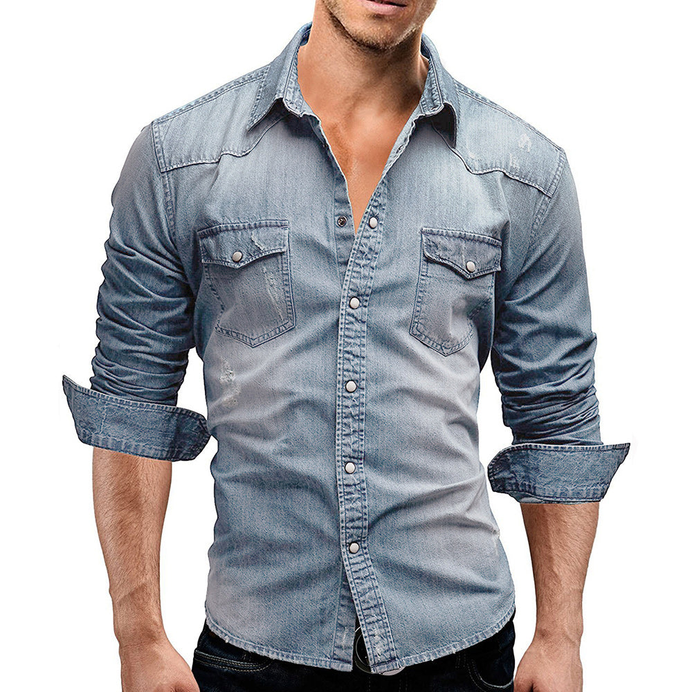 Hibote™ Einfarbiges Jeanshemd für Herren