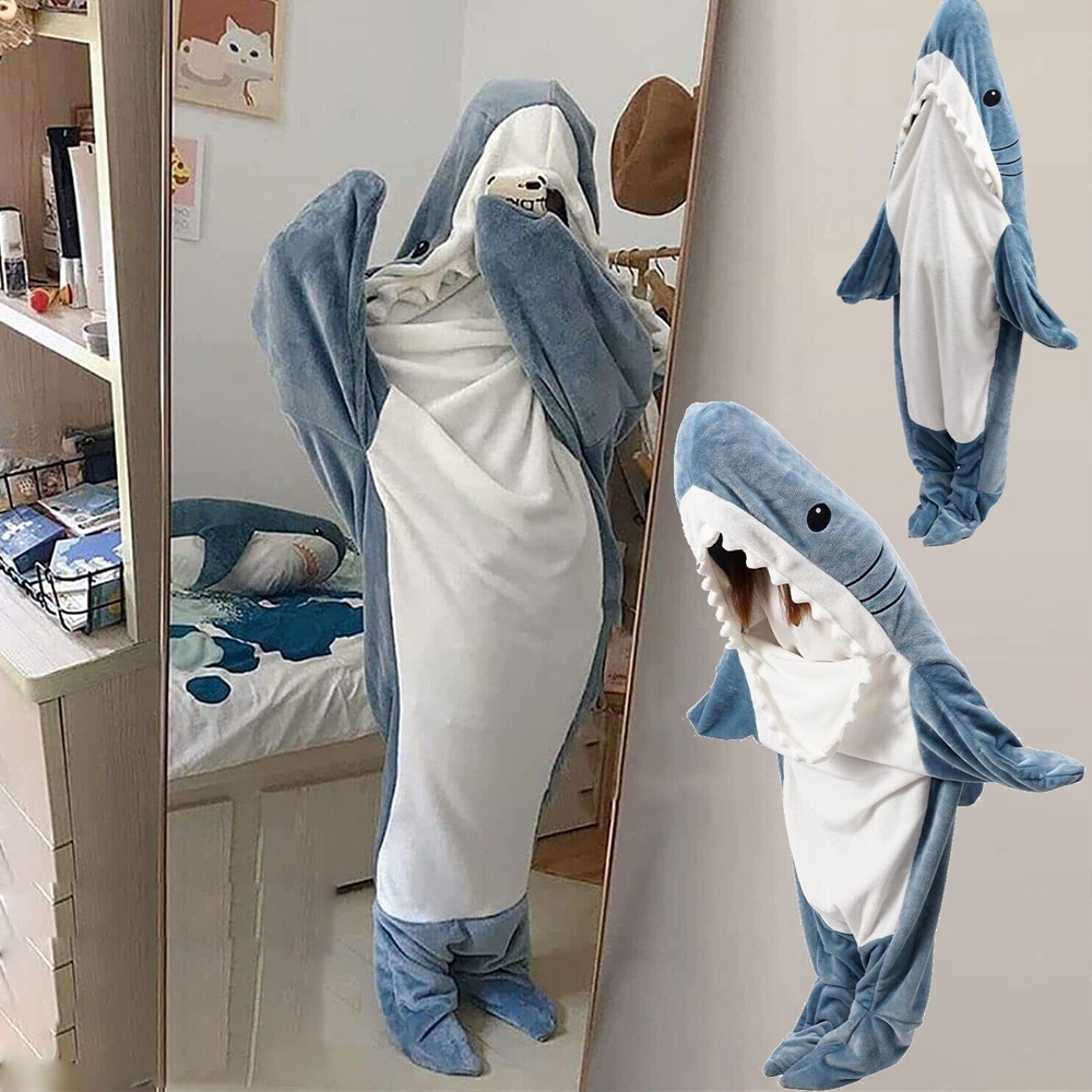Hibote Dreidimensionaler Flanell-Pyjama für den Herbst und Winter mit Hai-Imitation