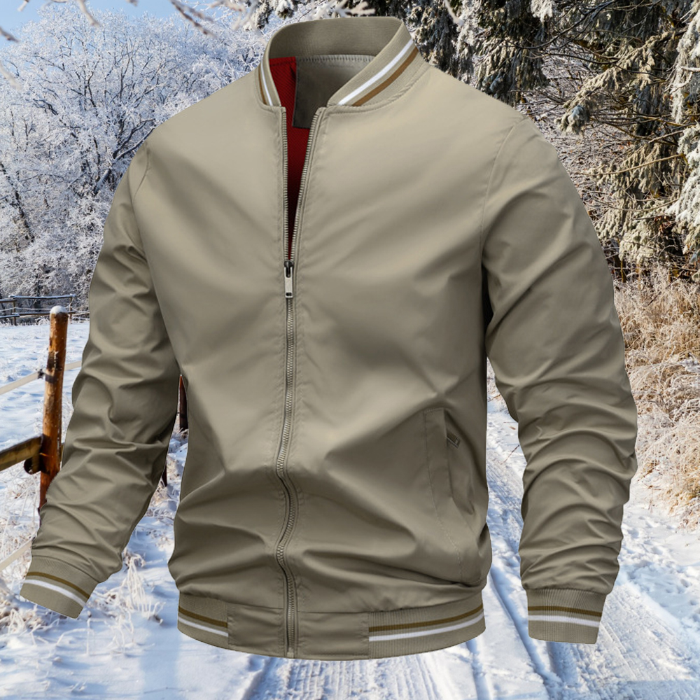 Silberfleck Gestreifte, kontrastfarbene, schlichte Herrenjacke für Frühling und Herbst