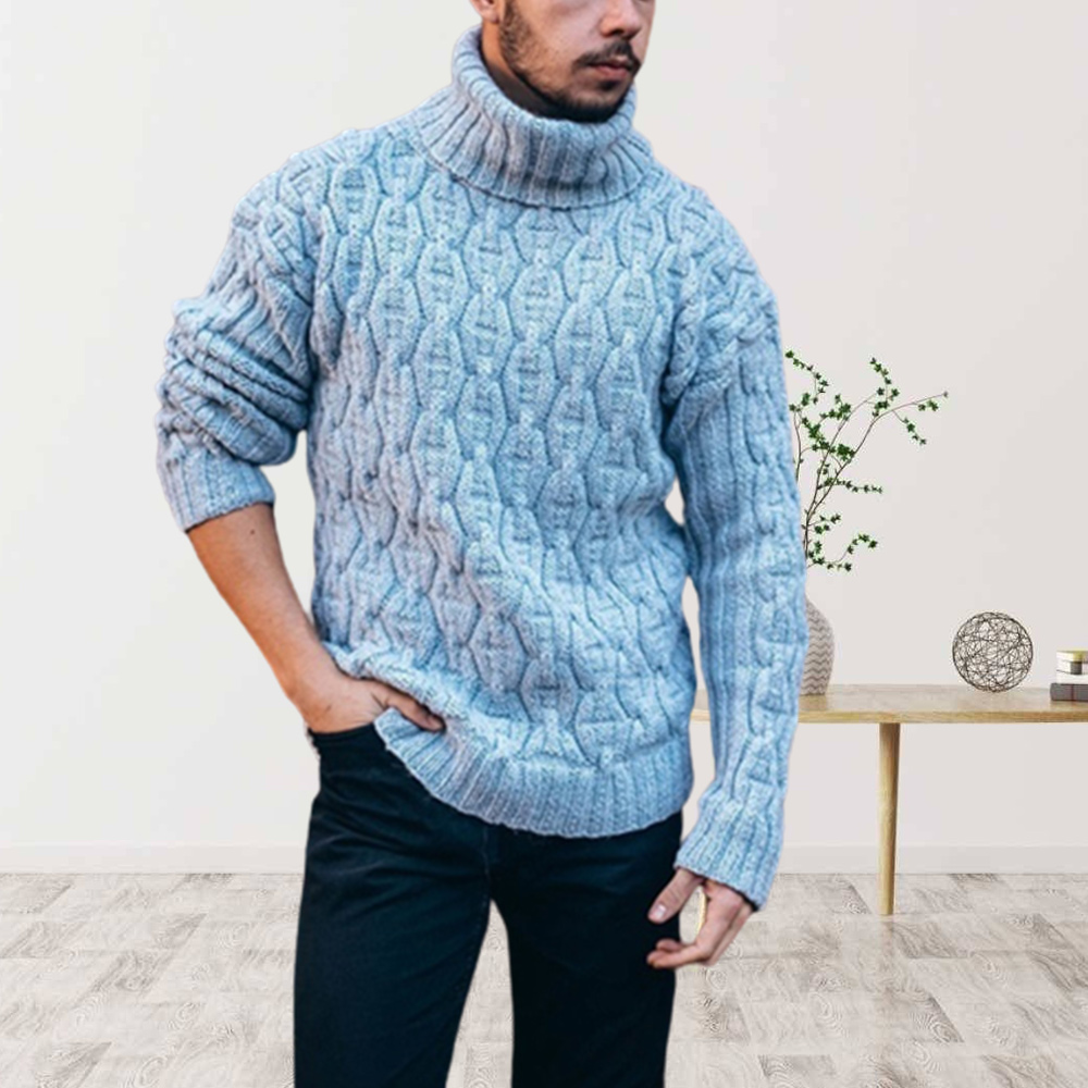 New Men's Turtleneck Solid Color Fashion Sweater