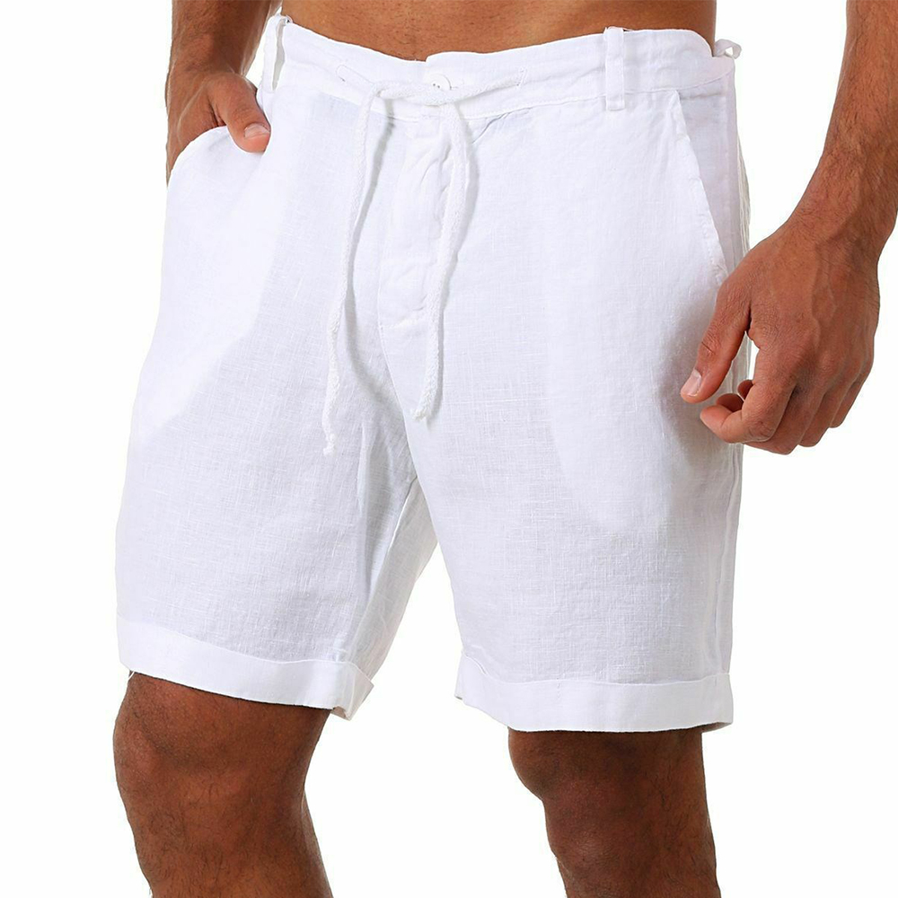 Hibote™ Einfarbige Shorts zum Schnüren aus Baumwolle und Leinen
