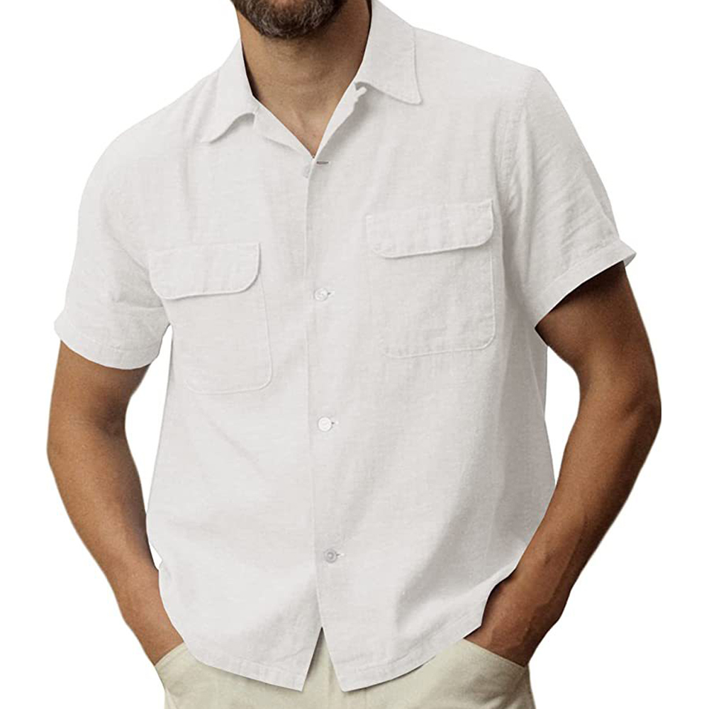 Hibote™ Lässiges Kurzarmhemd aus Baumwolle und Leinen für Herren