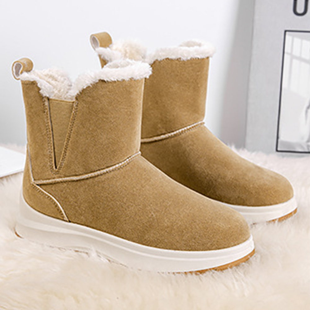 Hibotede Herbst und Winter neue wasserdichte, rutschfeste, flache, verdickte Schneestiefel für Damen