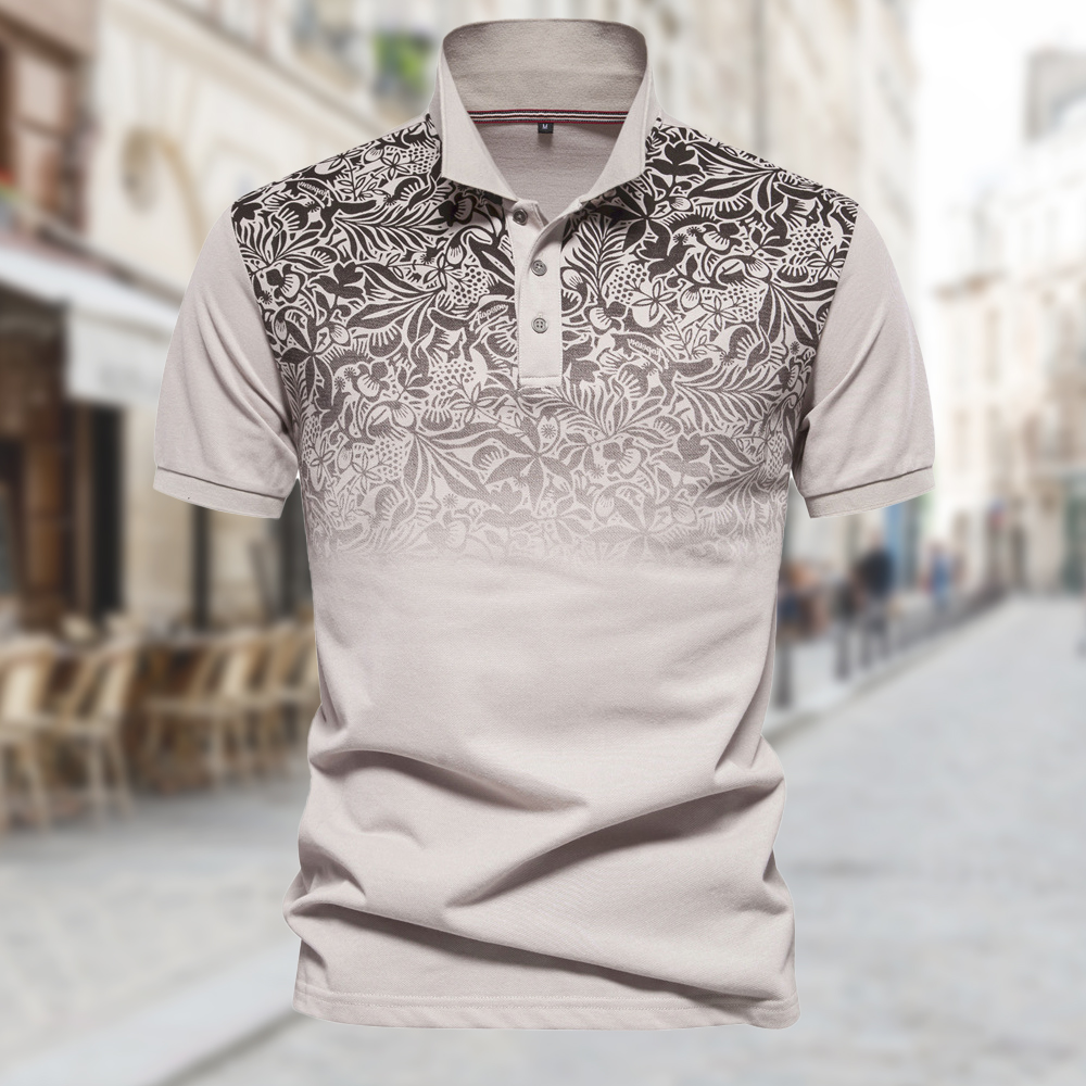 Hibote Herren-Kurzarm-Poloshirt mit Farbverlaufsdruck und schmaler Passform