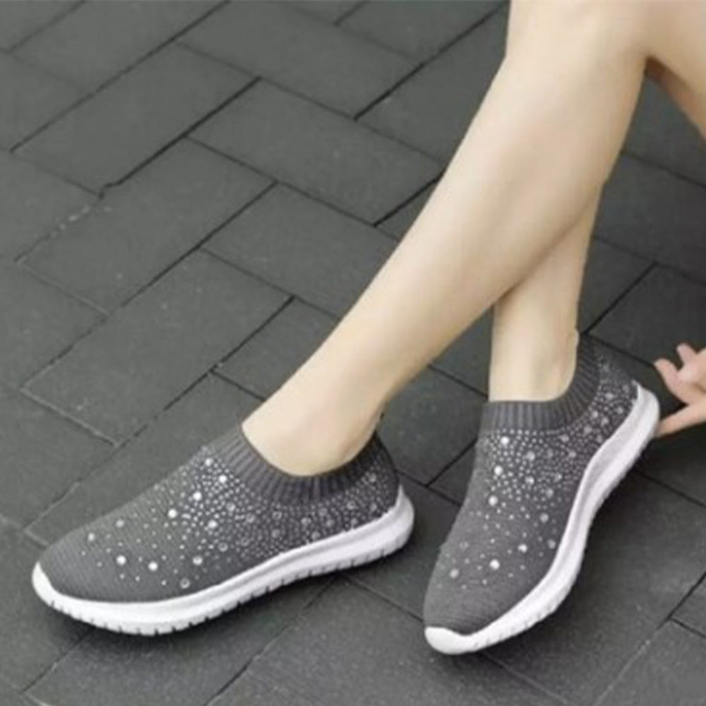 Hibote™ Bequeme und leichte Damen-Sneaker zum Hineinschlüpfen mit Strasssteinen