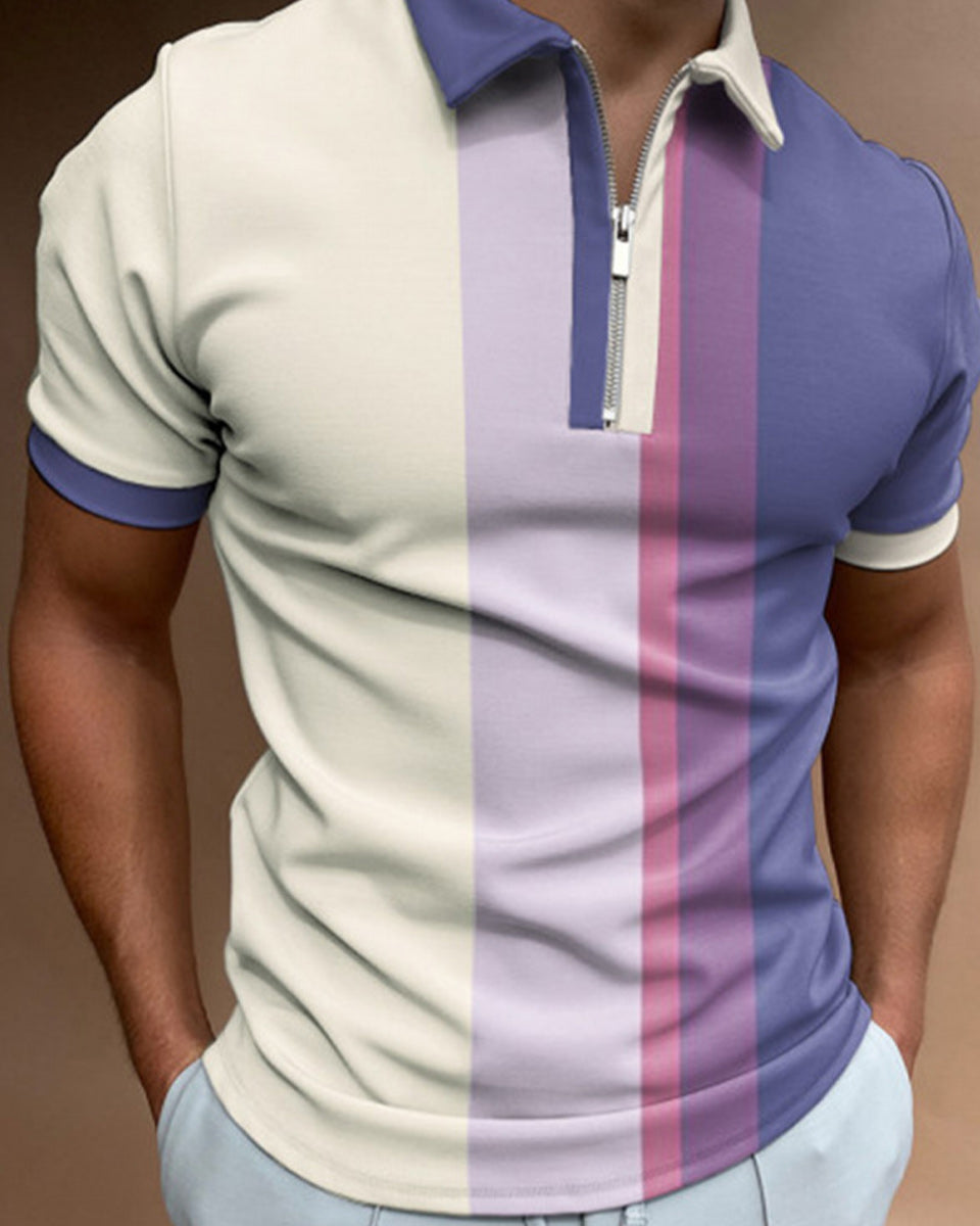 Hibote™ Lässiges Kurzarm-Poloshirt mit Reißverschluss für Herren