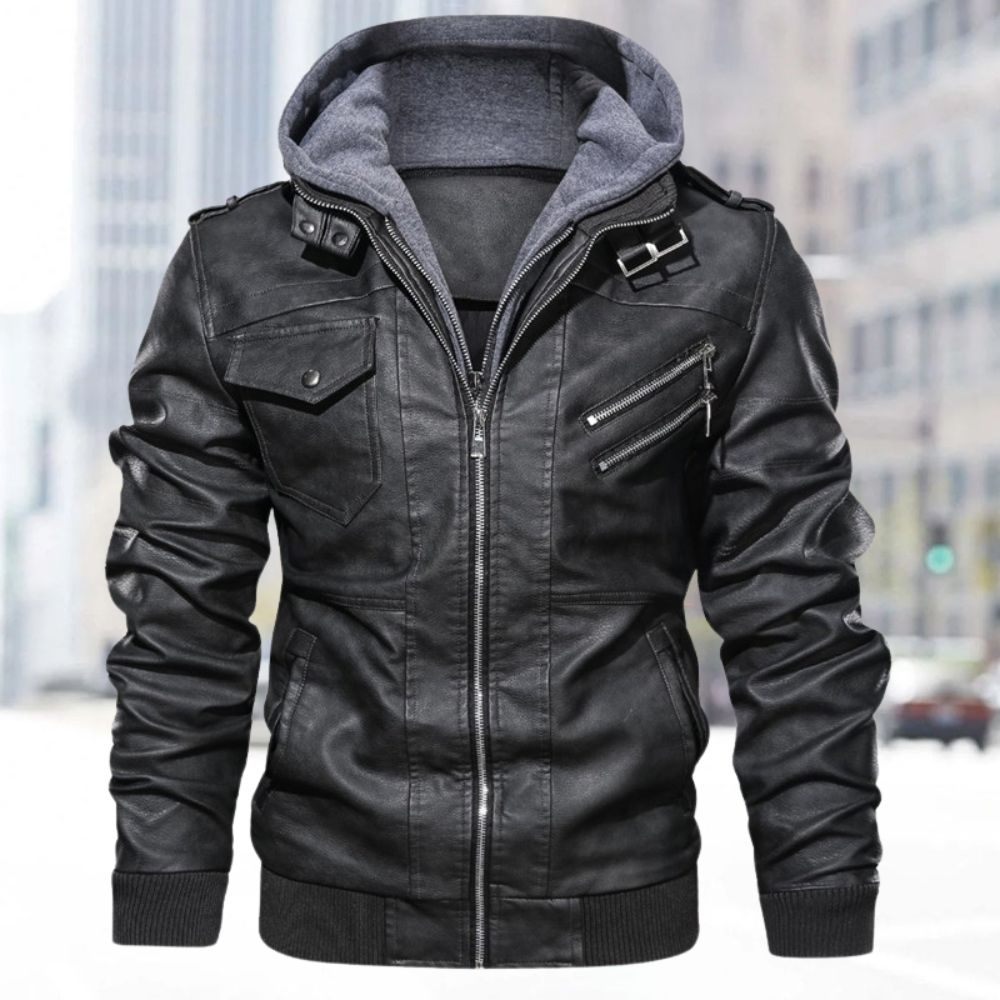 Hibote Trendige, lässige Retro-Lederjacke für Herren