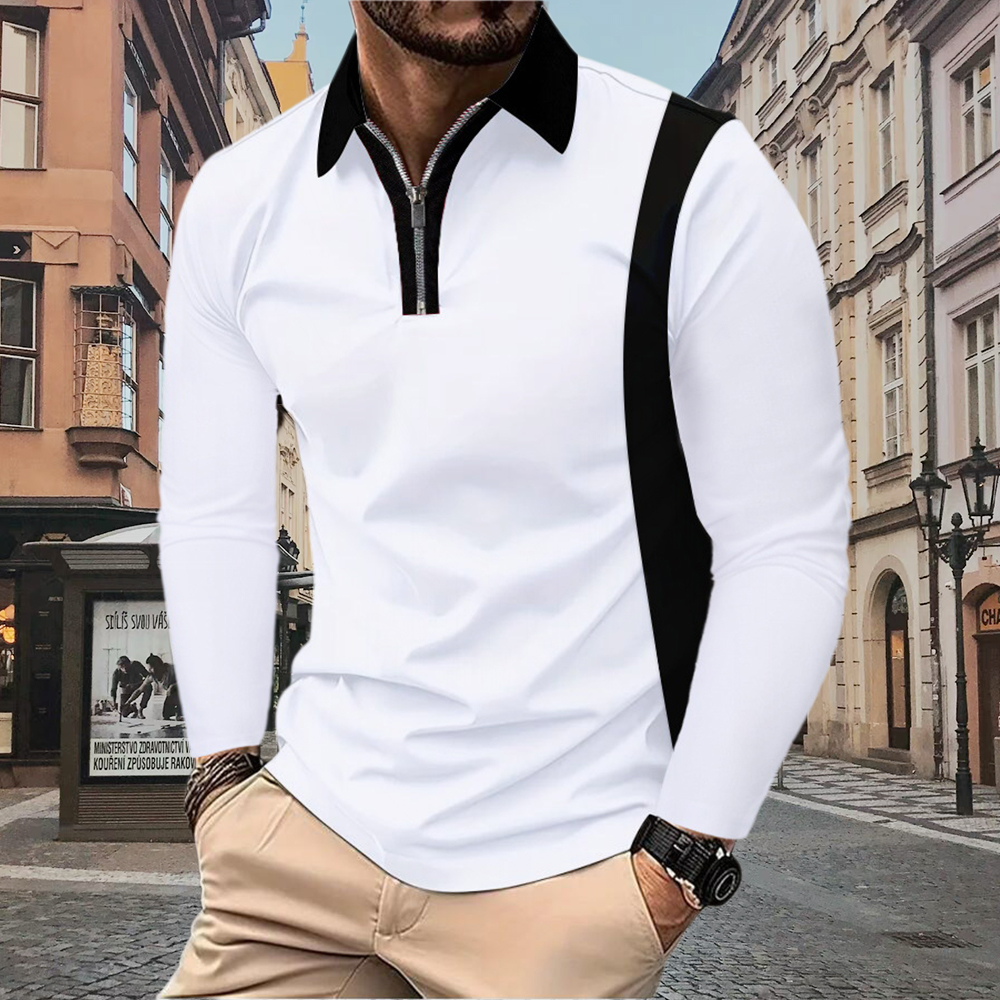 Hibote Farbblock-POLOshirt mit Revers für Herren