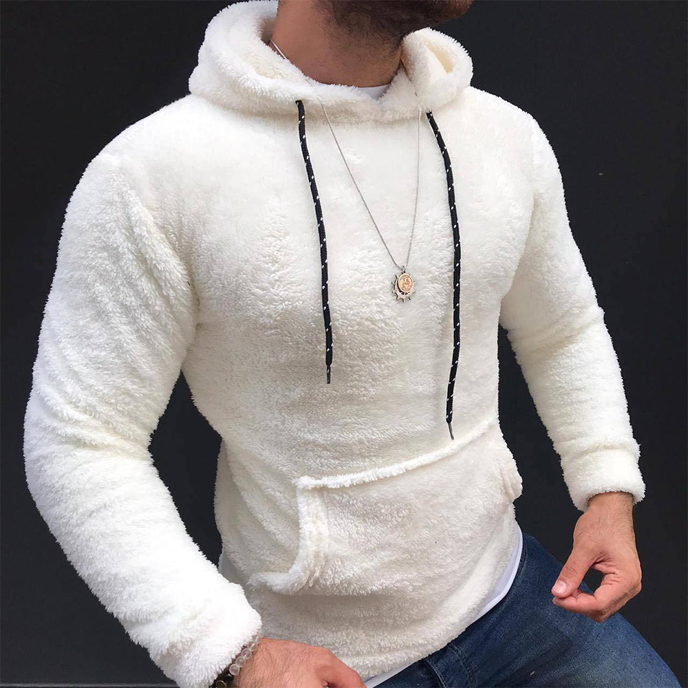 Hibote™ Einfarbiger, doppelseitiger Fleece-Hoodie für Herbst/Winter für Herren