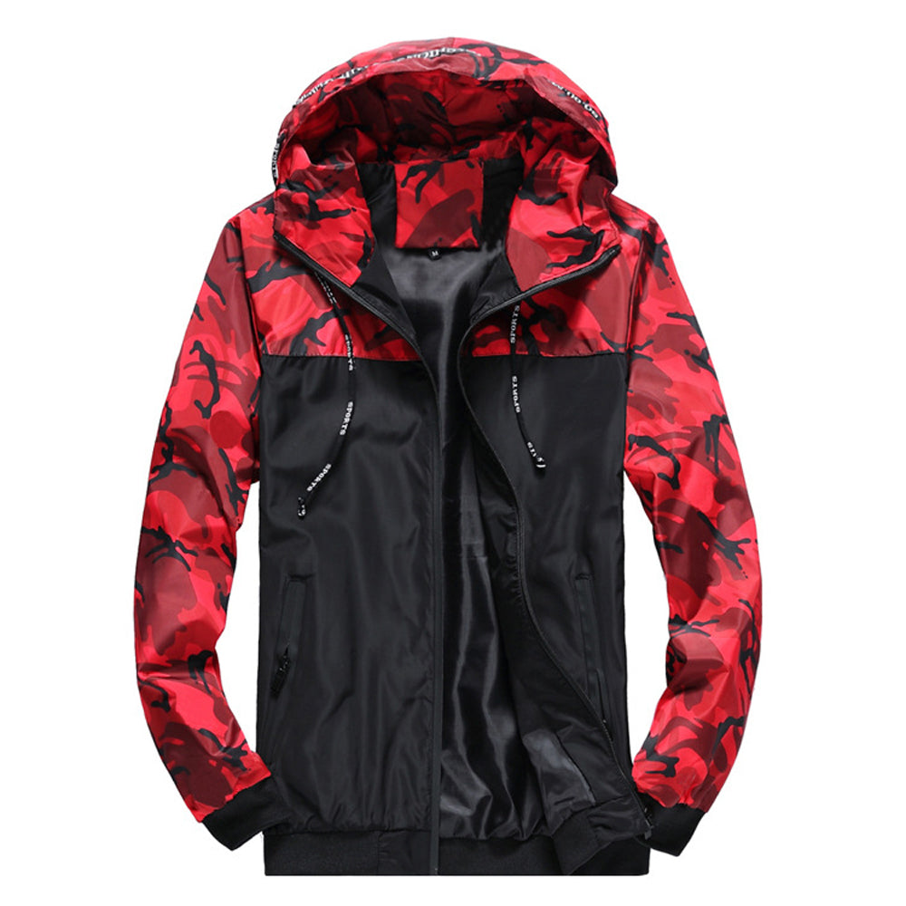 Hibote Wind- und wasserdichte Camouflage Colorblock-Jacke für Herren
