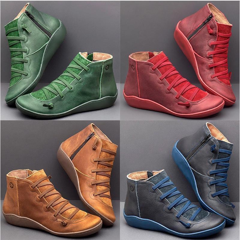 Hibote Einfarbige flache Fersenstiefel