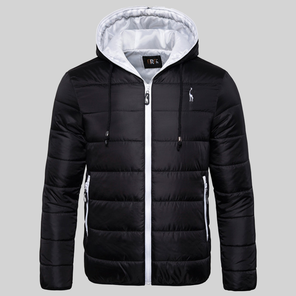 Hibote Einfarbige kurze Daunenjacke mit Stehkragen für Herren für den Winter