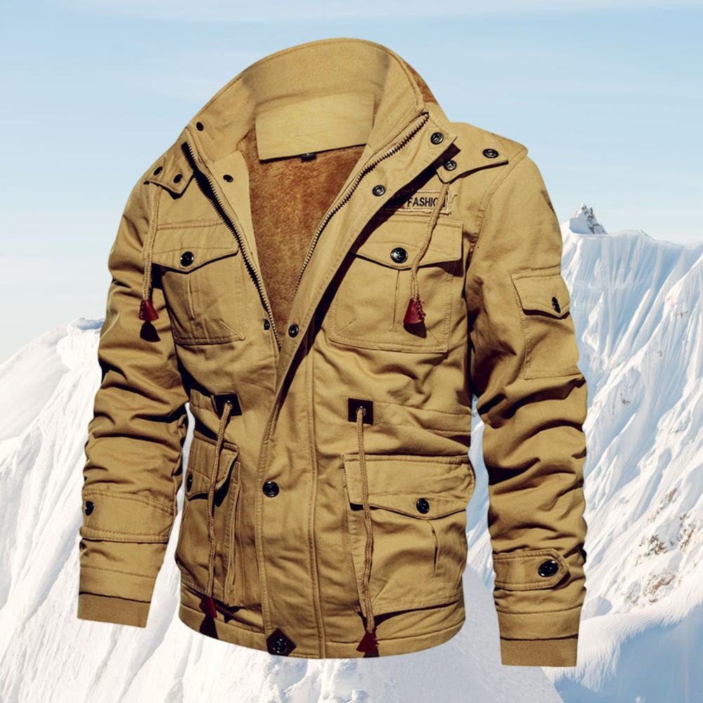 Silberfleck Herren-Cargojacke aus Fleece mit Kapuze und Reißverschluss und mehreren Taschen