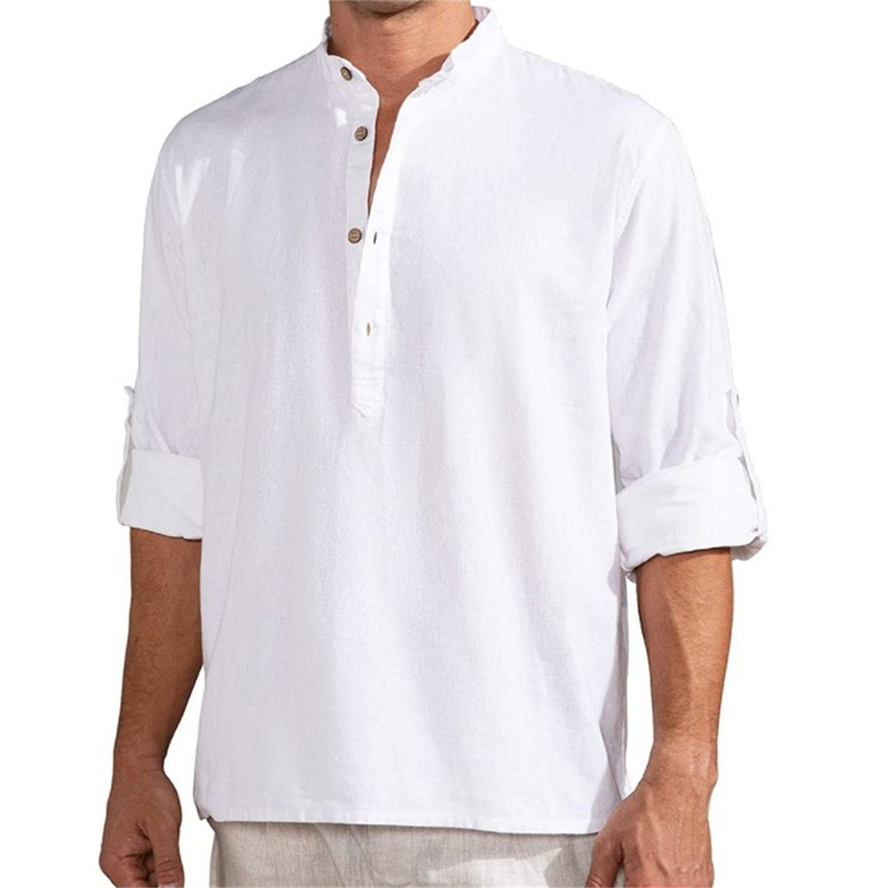 Hibote™ Lose abziehbare Ärmel für Herren, einfarbiges Baumwoll-Leinen-Hemd