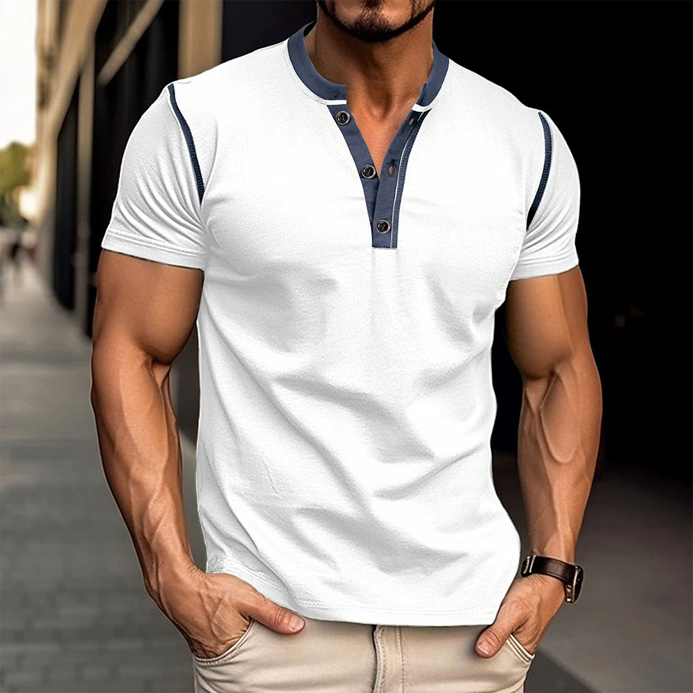 Hibote Herren-T-Shirt mit Rundhalsausschnitt und Farbblockdesign