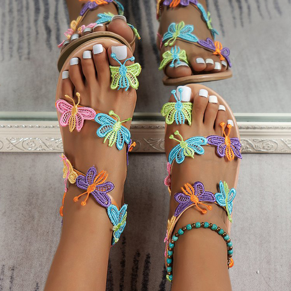 Hibote Neue Sommer-Damen-Schmetterlings-geflochtene Sandalen