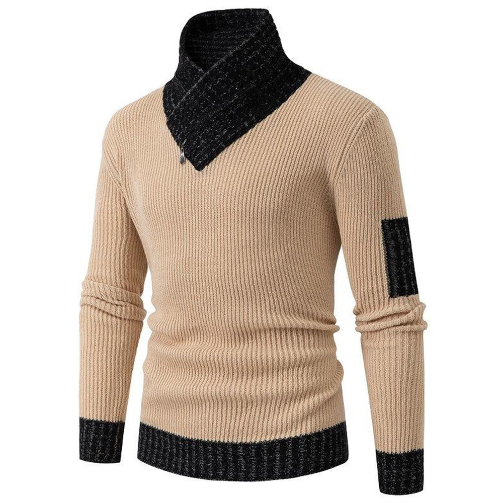 Hibote Lässiger Slim-Strick-Langarmpullover für Herren