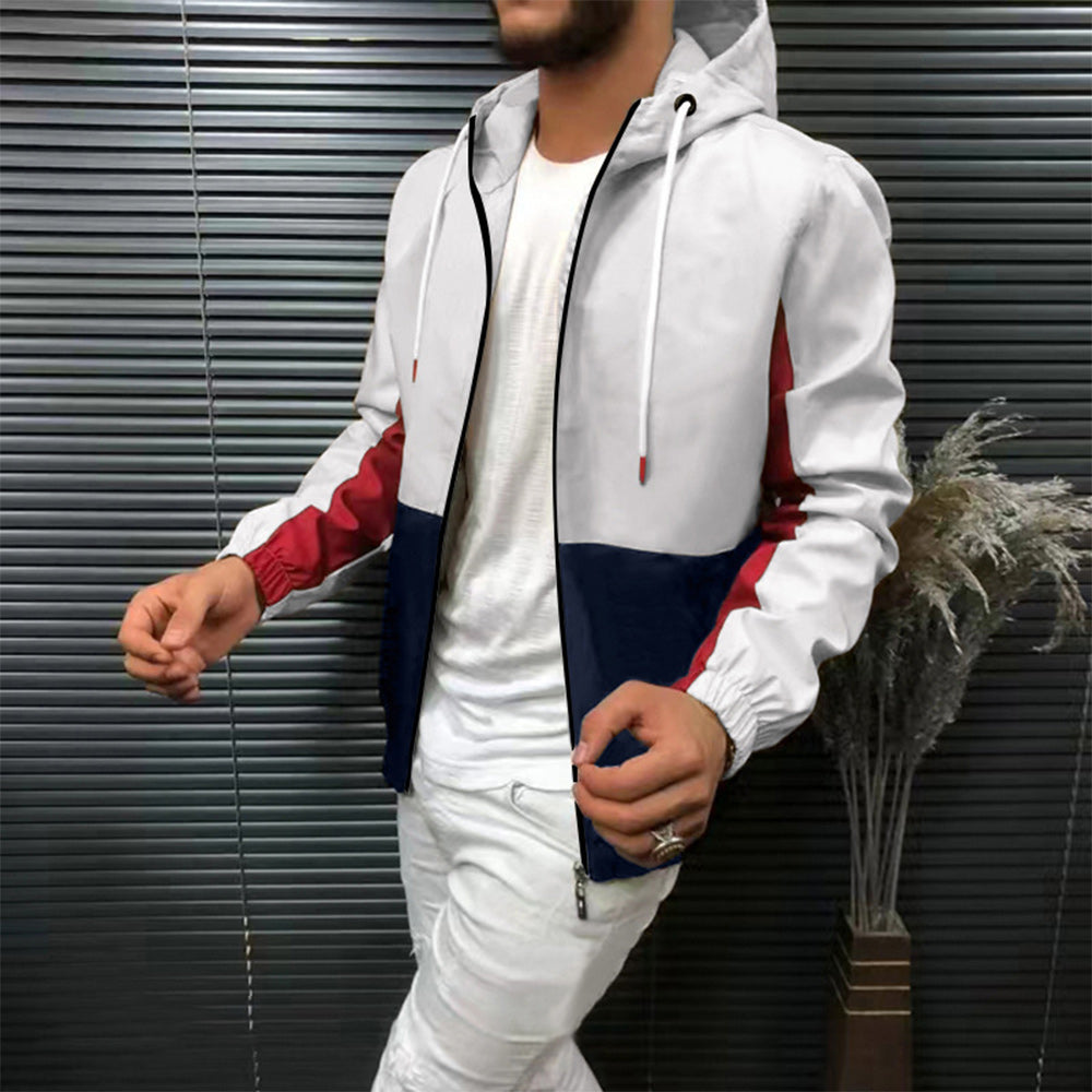 Hibote Lockere Colorblock-Jacke mit Kapuze für Herren