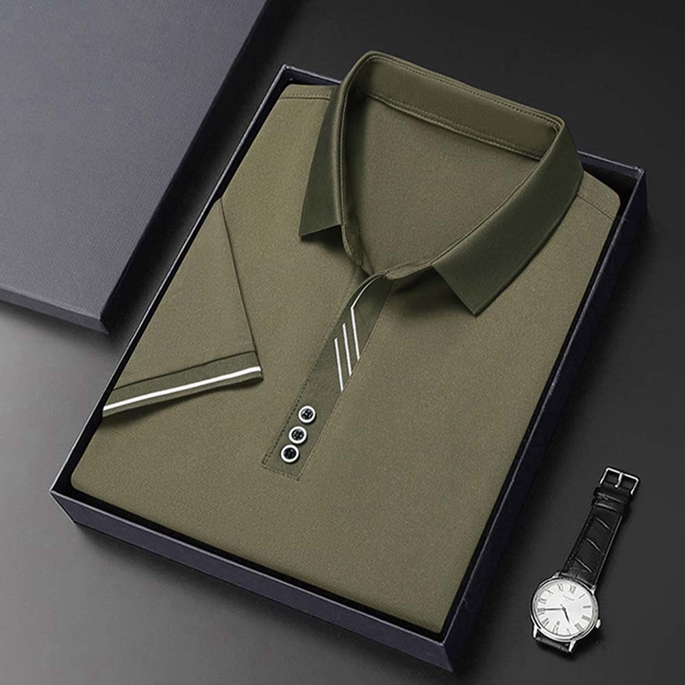 Hibote Sommerneues leichtes und atmungsaktives nahtloses POLO-Shirt für Herren