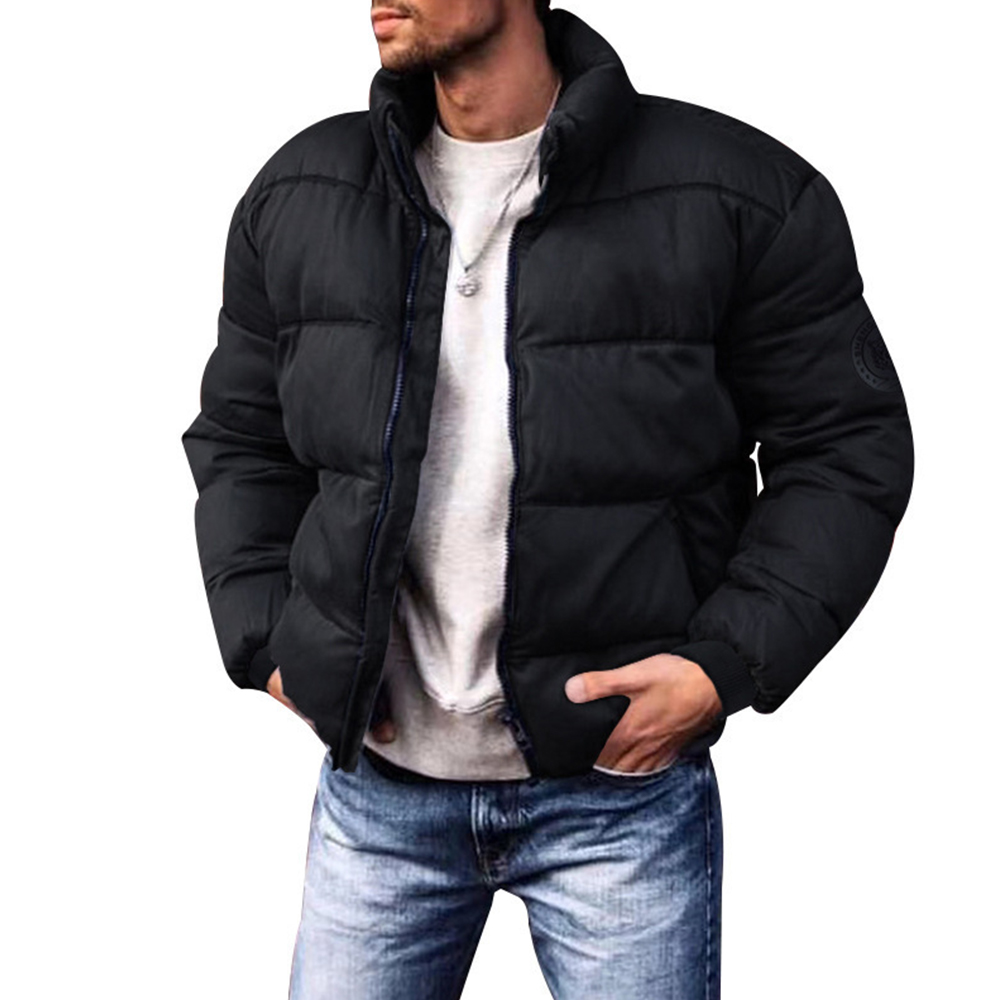 Hibote Gefütterte Jacke mit Stehkragen und Reißverschluss für Herren