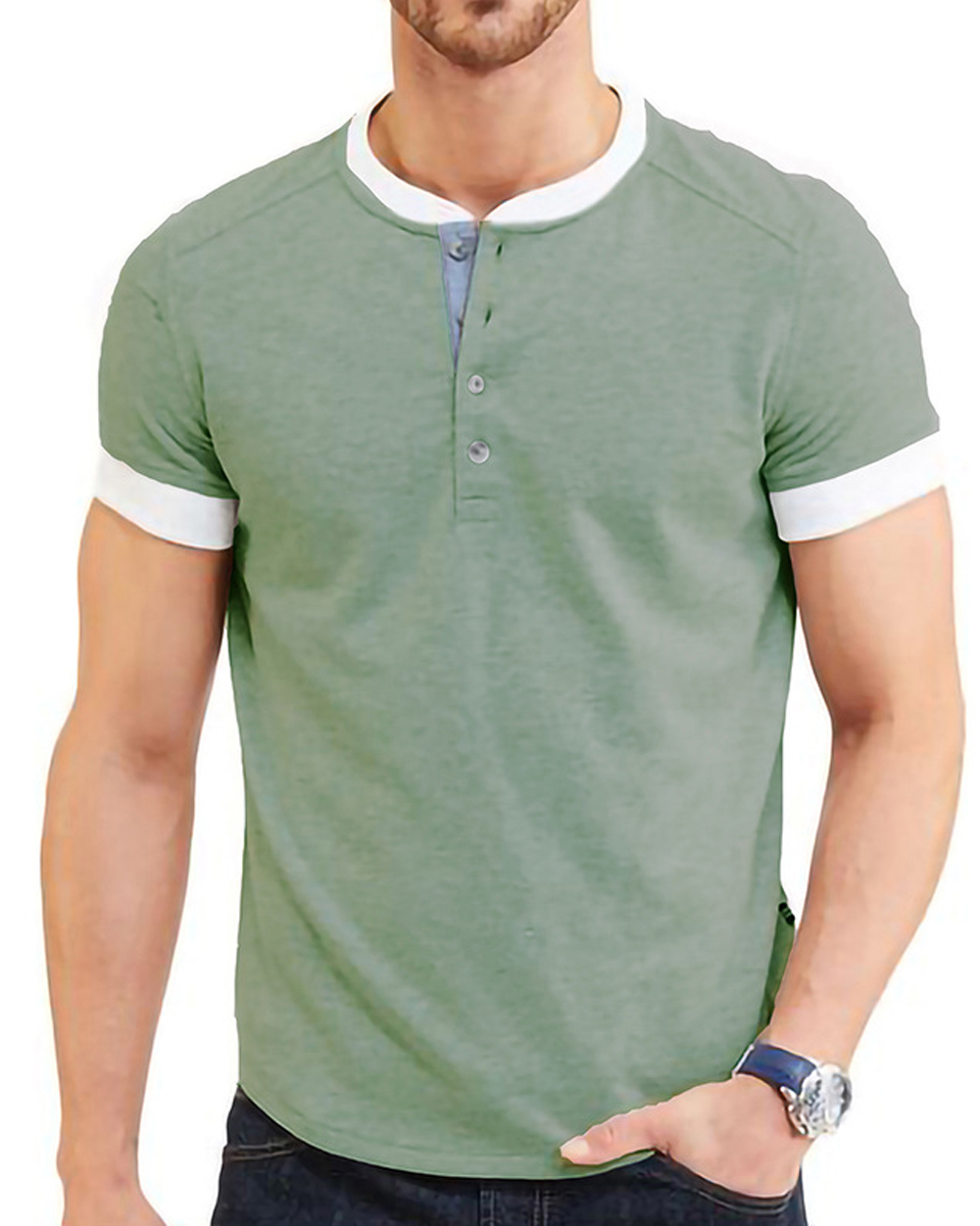 Hibote™ Gefälschtes zweiteiliges Henley-Kurzarm-T-Shirt für Herren