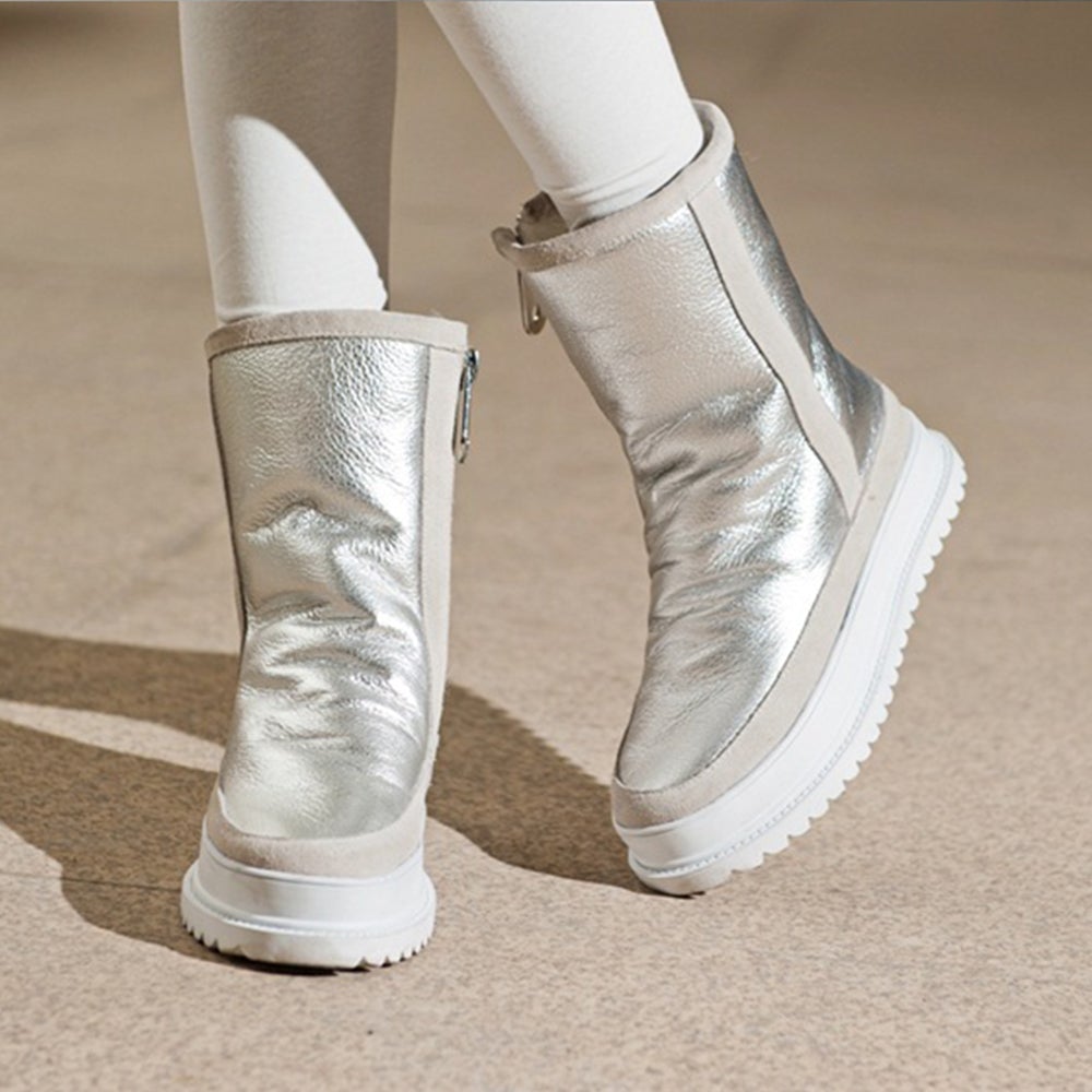 Hibote Botas de nieve impermeables de lana cálida de otoño invierno