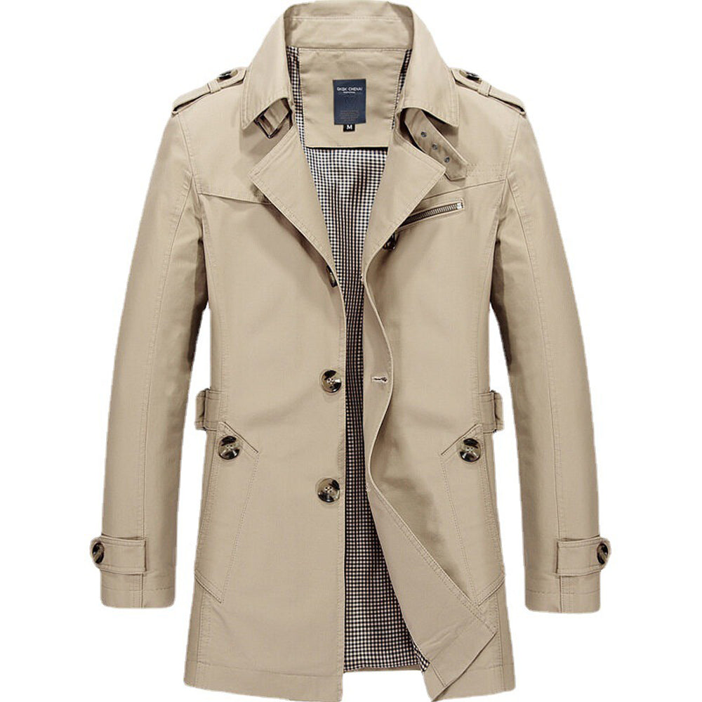 Mittellanger Business-Casual-Trenchcoat für Herren