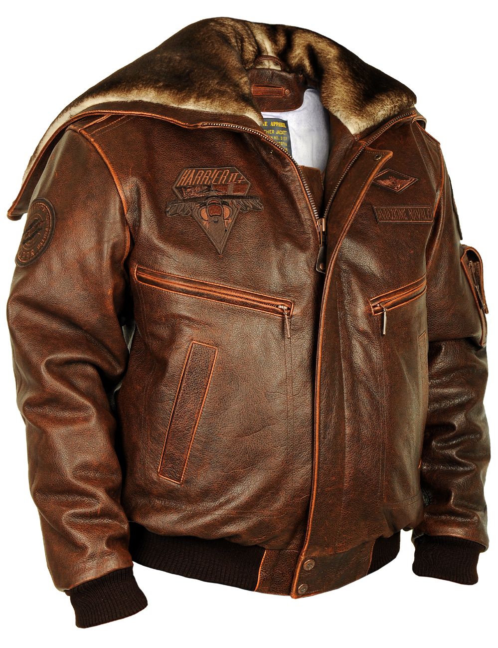 ?Harrier Top Gun Cap Aviator Leather Jacket?
