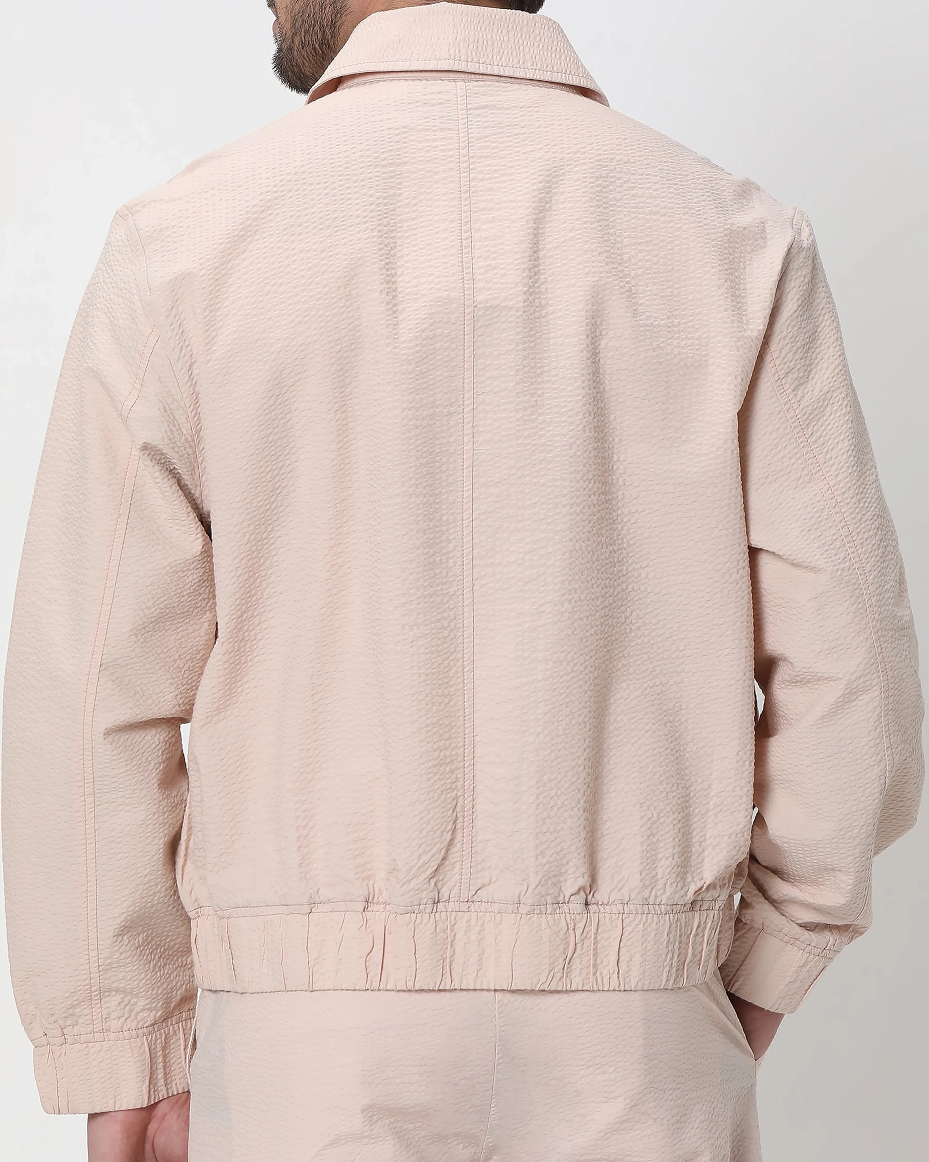 Versatile Comfortable Slim-Fit Peach Cotton Jacket