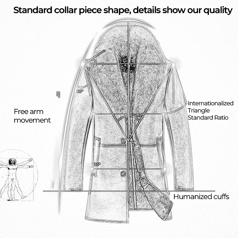 Snow Fox Fur Collar Sheepskin Genuine Thickened Mid-Length Leather Jacket