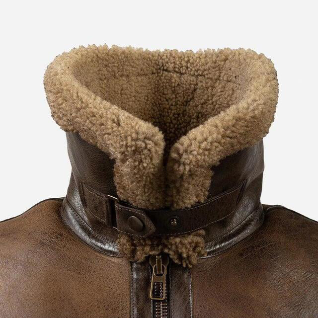 Vintage Distressed Real Fur RAF B3 Bomber Genuine Sheepskin Leather Jacket