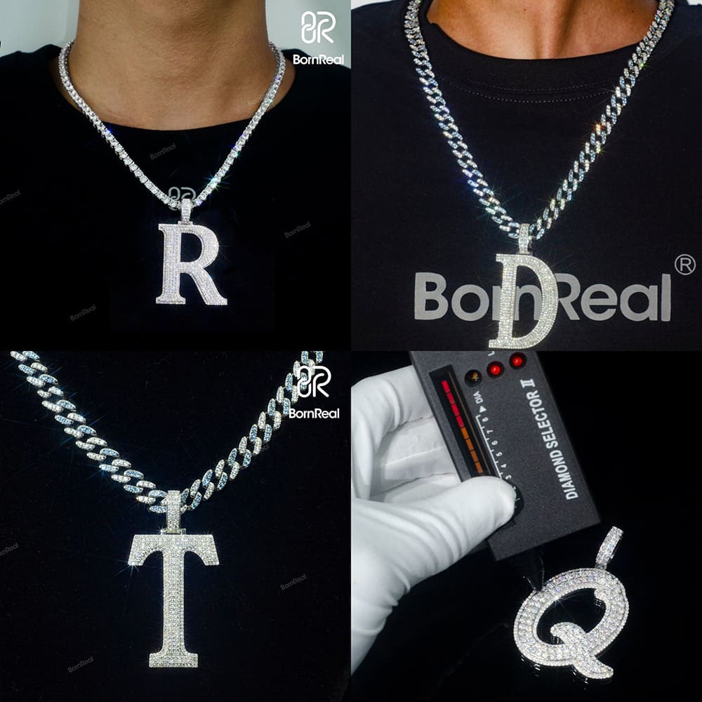 Pendentif Lettres Initiales de "T" Or Blanc 2"