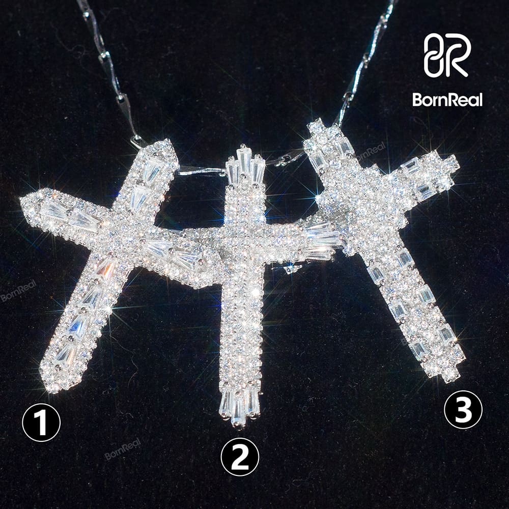 Pendentif Croix Taille Brillant en Or Blanc