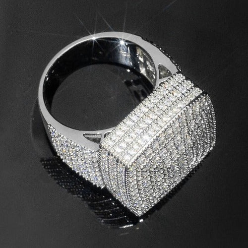 Bague Diamant Pavée Carrée Homme