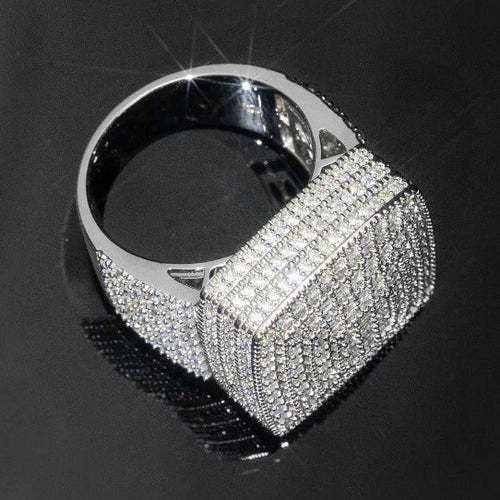 Bague Diamant Pavée Carrée Homme