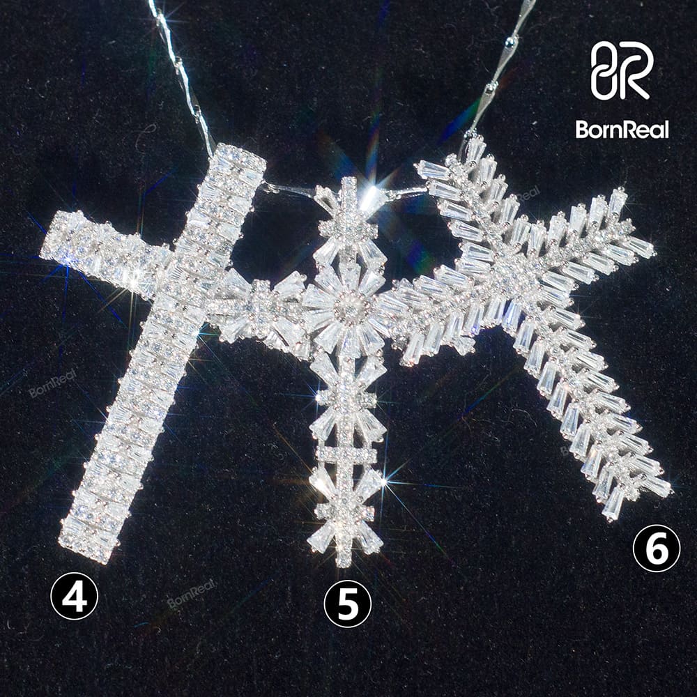 Pendentif Croix Taille Brillant en Or Blanc