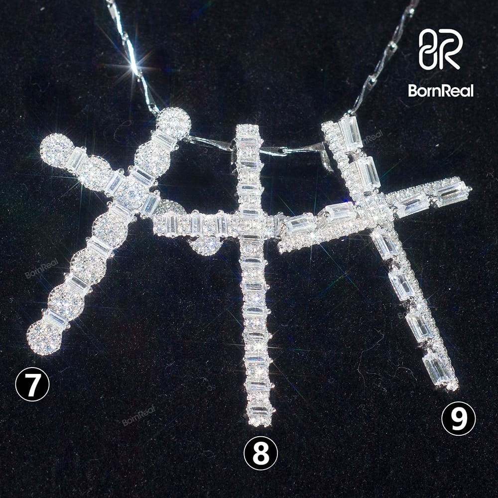 Pendentif Croix Taille Brillant en Or Blanc