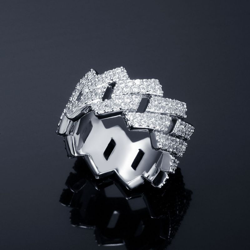 Bague à maillons cubains en moissanite
