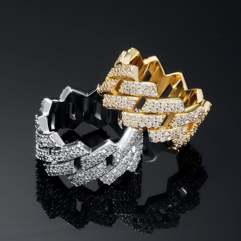 Bague à maillons cubains en moissanite