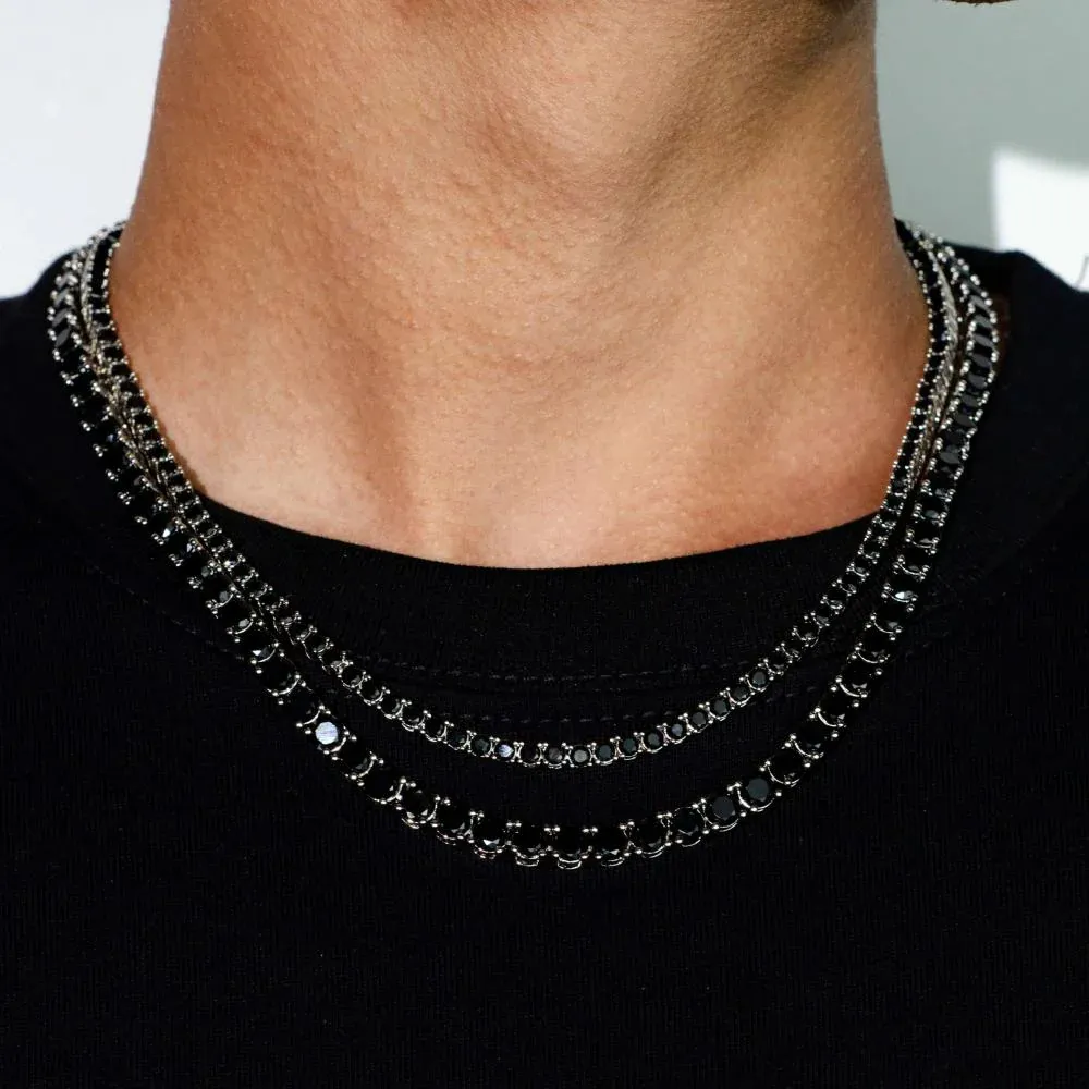 Chaîne de tennis Black Stones en or noir 3mm/4mm/5mm