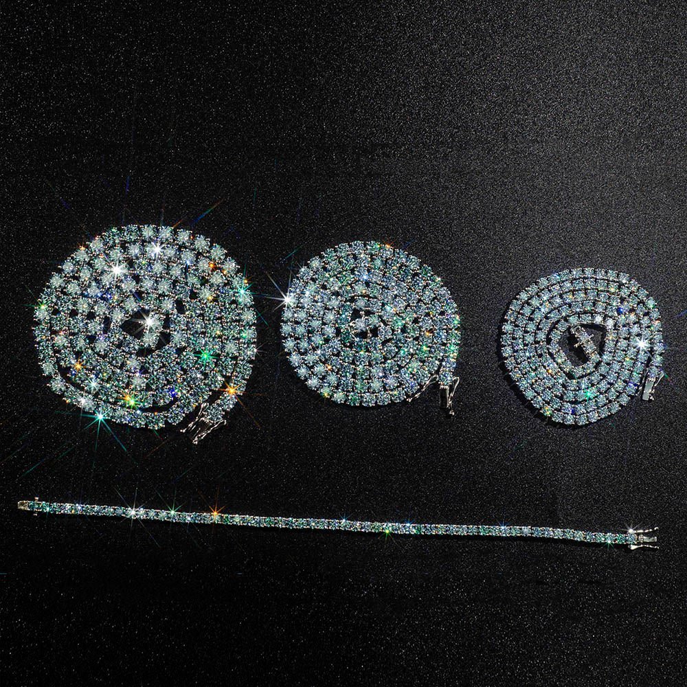 Chaîne de Tennis Pierres d’Émeraude en Or Blanc 3mm/4mm/5mm