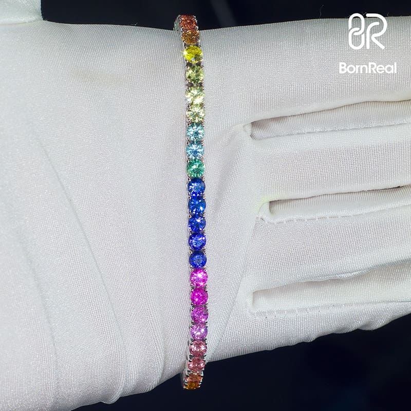 Bracelet de Tennis Multicolore à Une Rangée de 3mm/4mm/5mm